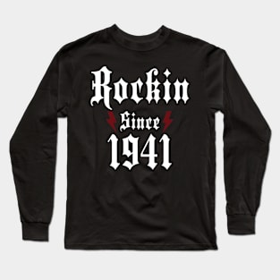 80th Birthday Gifts Men, Vintage, Rockin Since 1941 Long Sleeve T-Shirt